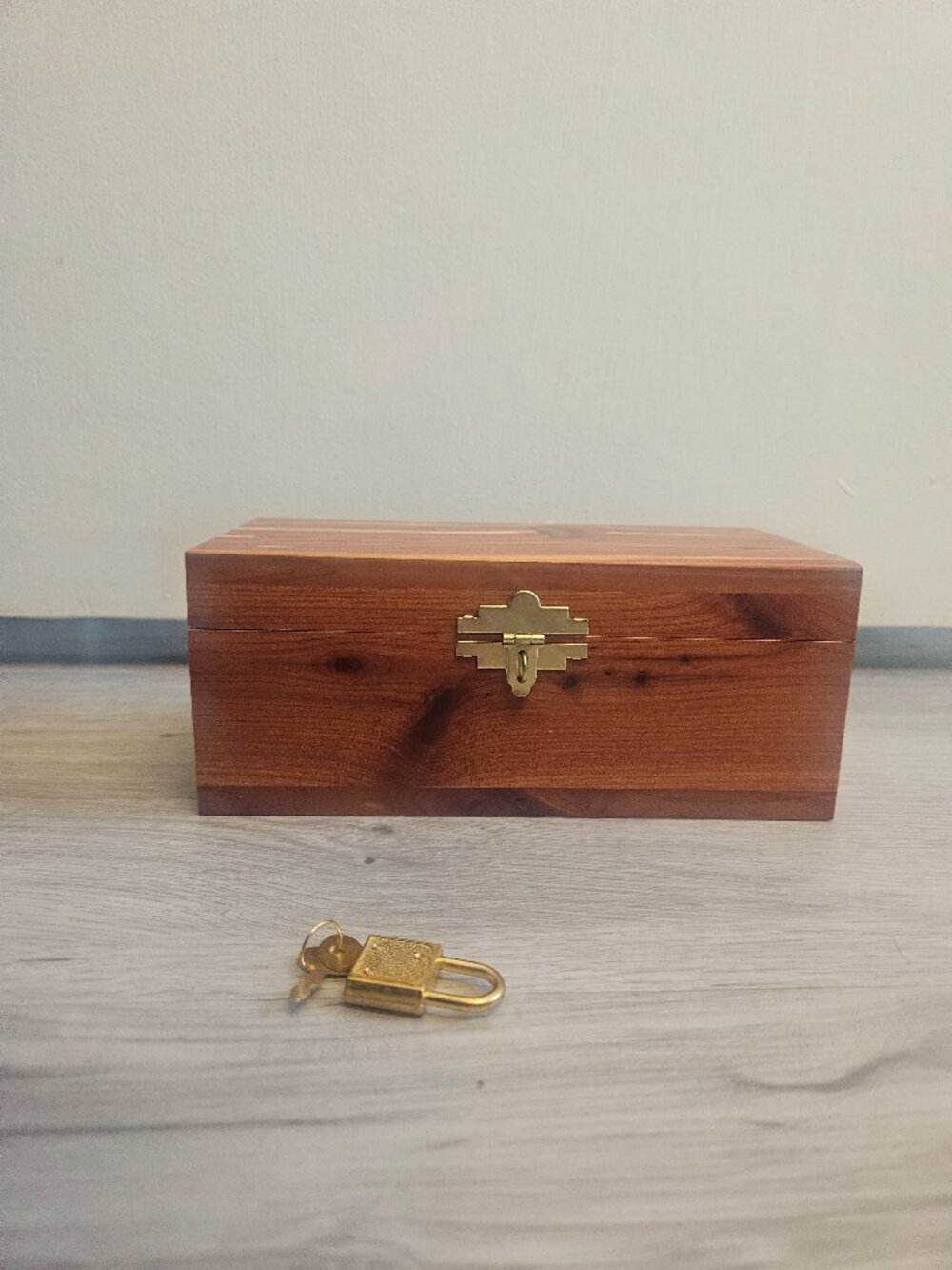 Vintage Wooden Jewelry Box with Lock & Key - Brand New
